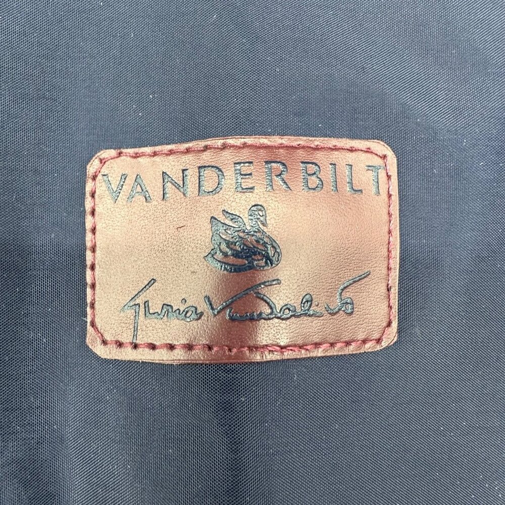 Vintage Travel Duffle Bag Luggage Gloria Vanderbilt Navy Burgundy 1980s Nylon - Picture 7 of 12